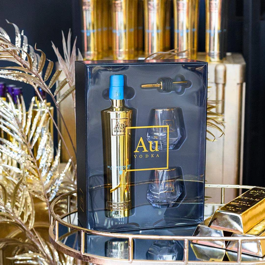AU Vodka (zonder fles) GIFTPACK 2x Glas 1x Pourer