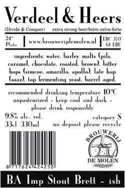 Brouwerij De Molen Verdeel & Heers BA Imp Stout Brett 9,8% 33cl