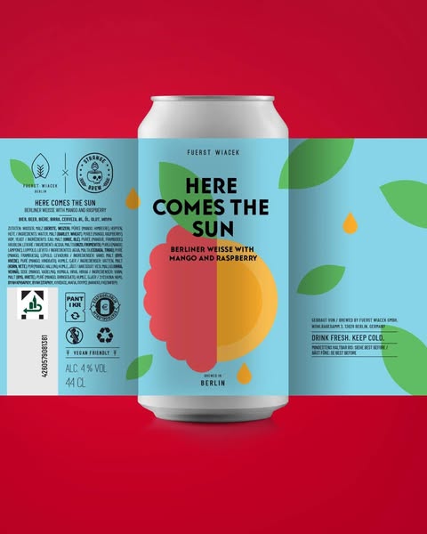 Fuerst Wiacek HERE COMES THE SUN 4% Fruited Sour with Mango & Raspberry 44cl can