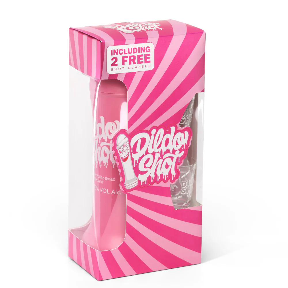 Dildo Shots BUBBLEGUM 10% Vodka Liqor Giftpack + Shotglasses 70cl